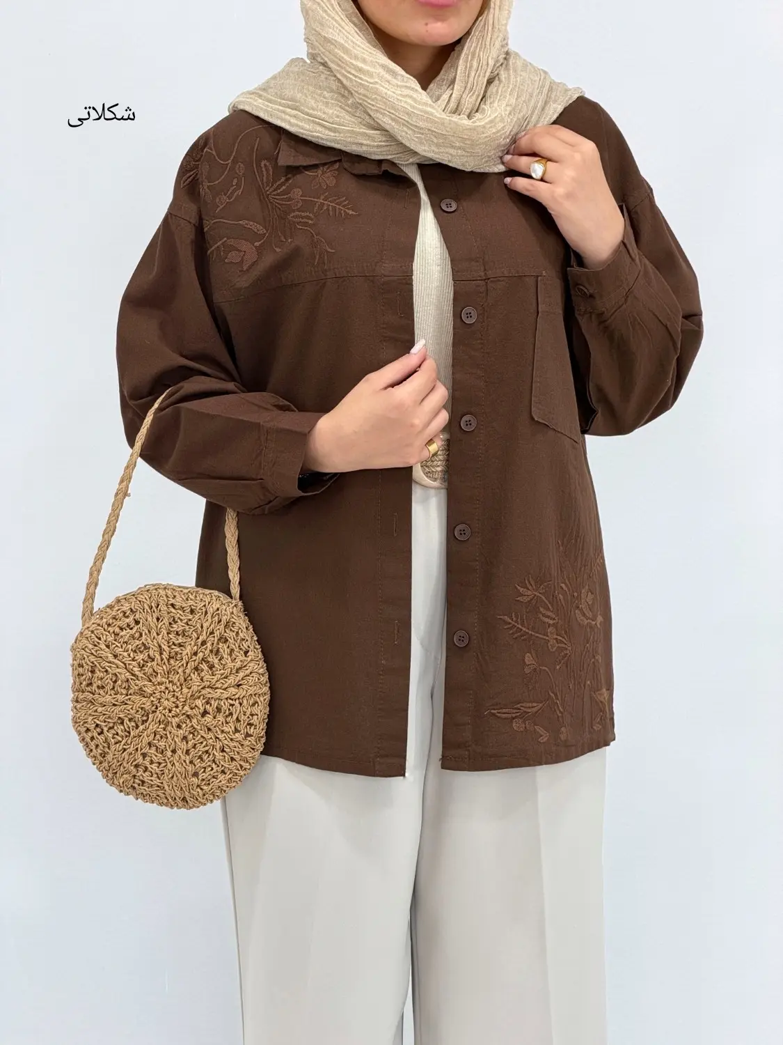 مانتو لینن گلدوزی ترمه